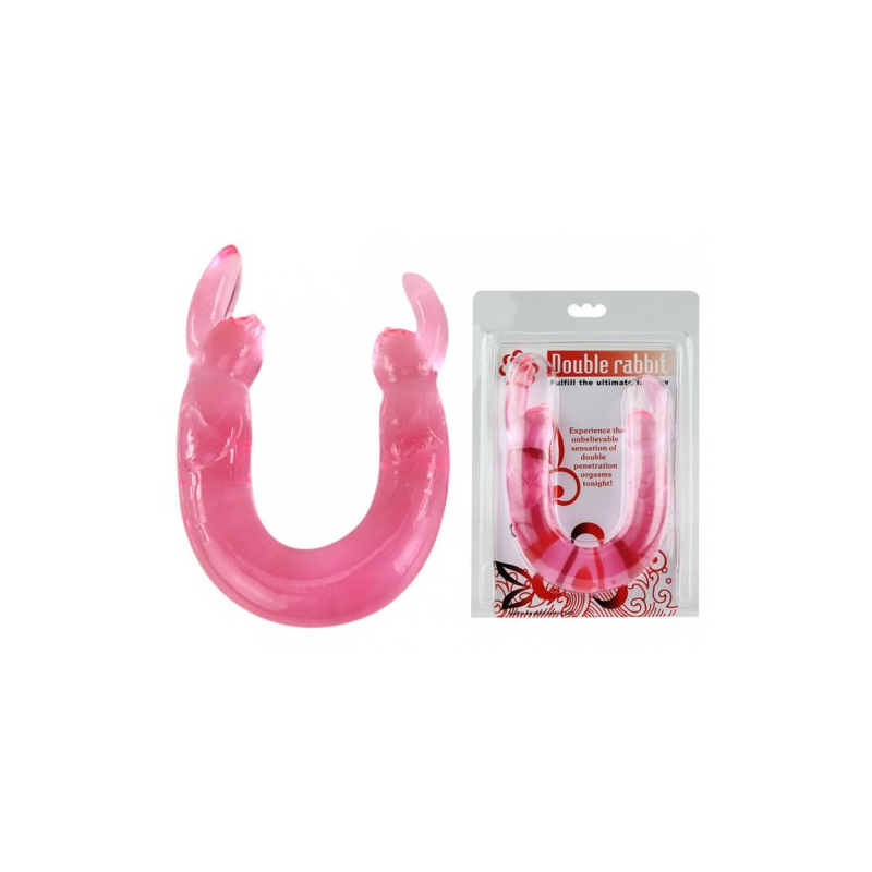 Двухголовый фаллоимитатор Double Rabbit розовый