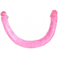 Розовый двухголовый фаллоимитатор 44 см