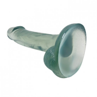 Прозрачный гелевый фаллоимитатор с мошонкой
