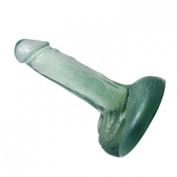 Прозрачный гелевый фаллоимитатор с мошонкой