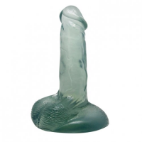 Прозрачный гелевый фаллоимитатор с мошонкой