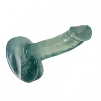 Прозрачный гелевый фаллоимитатор с мошонкой