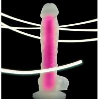 Светящийся в темноте фаллоимитатор Toyfa Tony Glow 14,5 см прозрачно-розовый