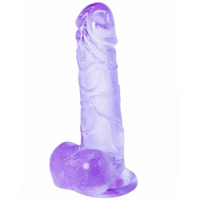 Прозрачный фаллоимитатор с мошонкой Intergalactic Oxygen Purple