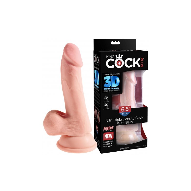 Фаллоимитатор с мошонкой на присоске King Cock Triple Density Cock with Balls Light 20 см
