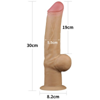 Реалистичный фаллос с высоко посаженной мошонкой Lovetoy Silicone Cock 30 см