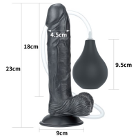 Черный фаллос с имитацией семяизвержения Lovetoy Squirt Extreme 23 см