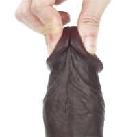 Черный фаллоимитатор на присоске Lovetoy Sliding-Skin Dual Layer Dong 20 см