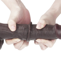 Черный фаллоимитатор на присоске Lovetoy Sliding-Skin Dual Layer Dong 24 см