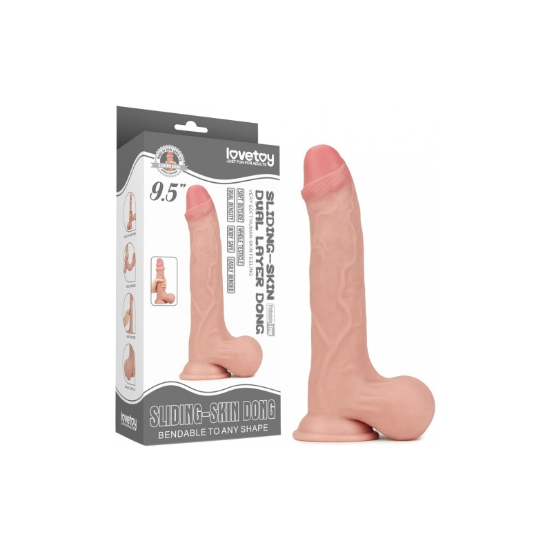 Гнущийся фаллоимитатор с эффектом двойной кожи Lovetoy Sliding-Skin Dual Layer Dong 25 см