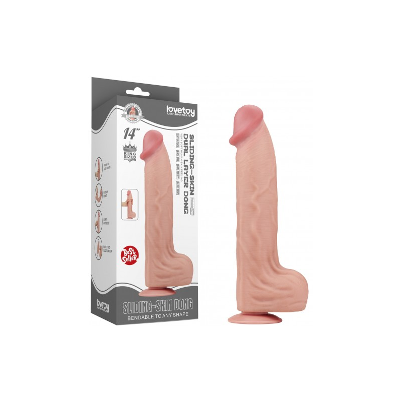 Реалистичный фаллоимитатор с эффектом двойной кожи Lovetoy Sliding-Skin Dual Layer Dong 36 см