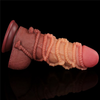 Реалистичный фаллоимитатор с мошонкой и рельефом из веревок Lovetoy Silicone Cock with Rope 25 см