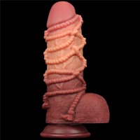 Реалистичный фаллоимитатор с мошонкой и рельефом из веревок Lovetoy Silicone Cock with Rope 25 см
