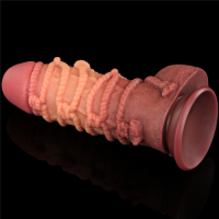 Реалистичный фаллоимитатор с мошонкой и рельефом из веревок Lovetoy Silicone Cock with Rope 25 см