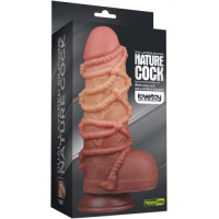 Реалистичный фаллоимитатор с мошонкой и рельефом из веревок Lovetoy Silicone Cock with Rope 25 см
