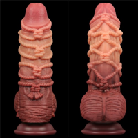 Реалистичный фаллоимитатор с мошонкой и рельефом из веревок Lovetoy Silicone Cock with Rope 24 см