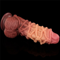 Реалистичный фаллоимитатор с мошонкой и рельефом из веревок Lovetoy Silicone Cock with Rope 24 см