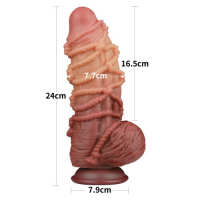 Реалистичный фаллоимитатор с мошонкой и рельефом из веревок Lovetoy Silicone Cock with Rope 24 см