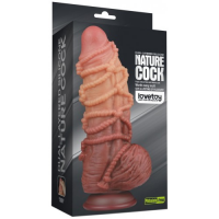 Реалистичный фаллоимитатор с мошонкой и рельефом из веревок Lovetoy Silicone Cock with Rope 24 см