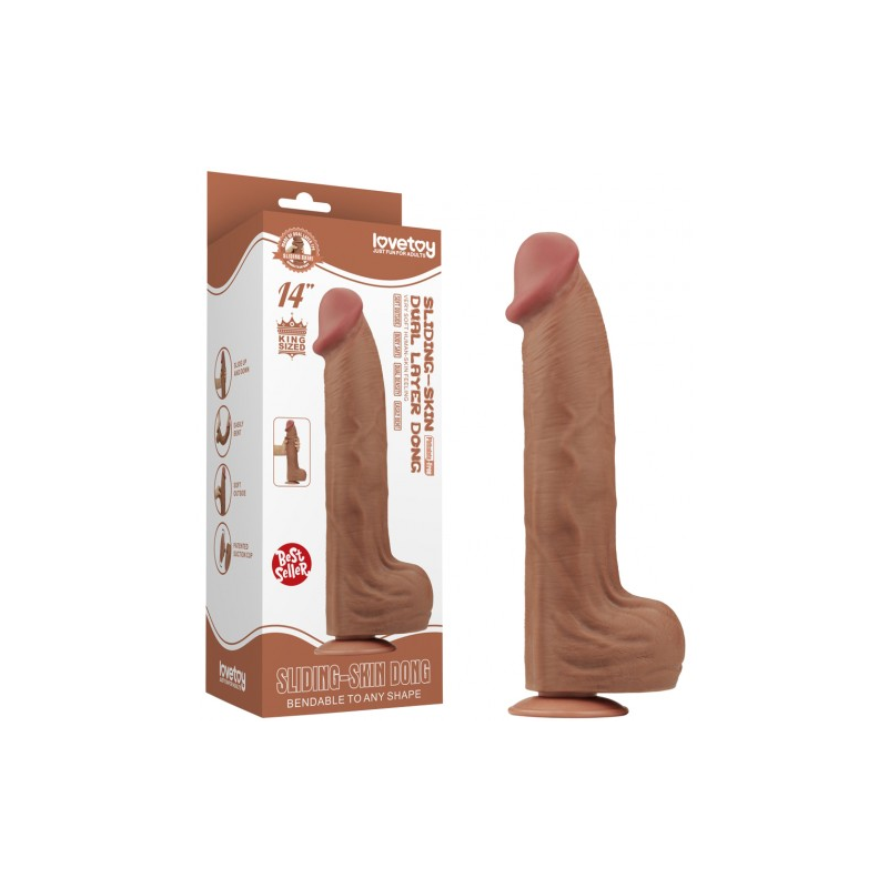 Реалистичный фаллоимитатор-мулат на присоске Lovetoy Sliding-Skin Dual Layer Dong 36 см