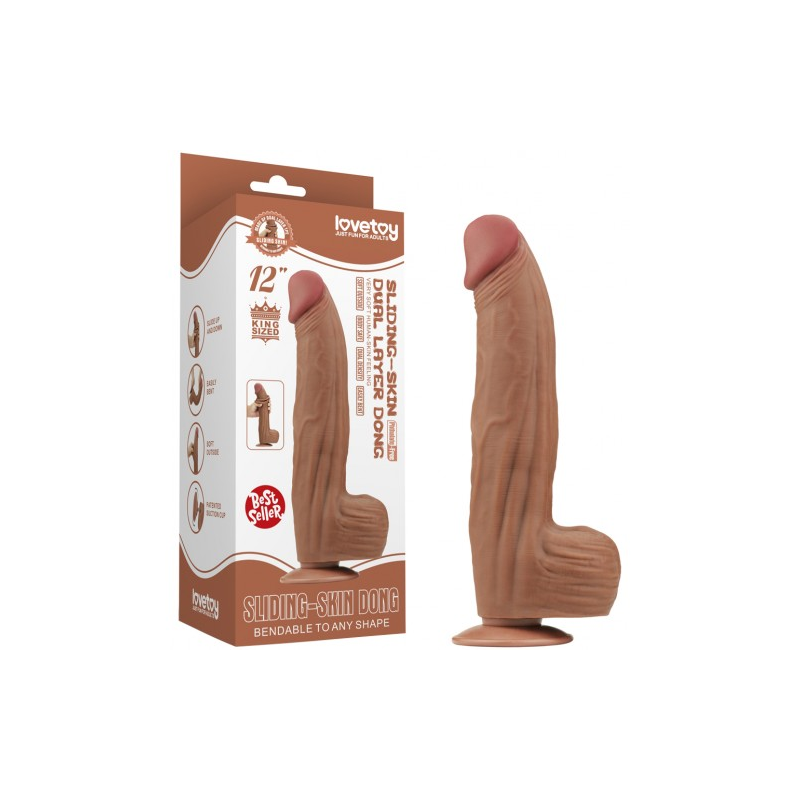 Реалистичный фаллоимитатор-мулат на присоске Lovetoy Sliding-Skin Dual Layer Dong 31 см