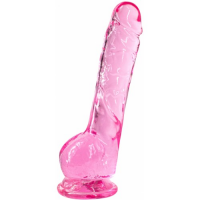 Прозрачный фаллос с мошонкой Intergalactic Luminous Pink 20 см