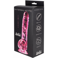 Прозрачный фаллос с мошонкой Intergalactic Luminous Pink 20 см