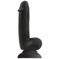 Черный фаллоимитатор с выпуклыми венками Colours Softies Dildo 18 см