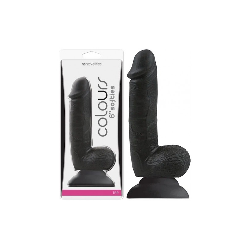 Черный фаллоимитатор с выпуклыми венками Colours Softies Dildo 18 см