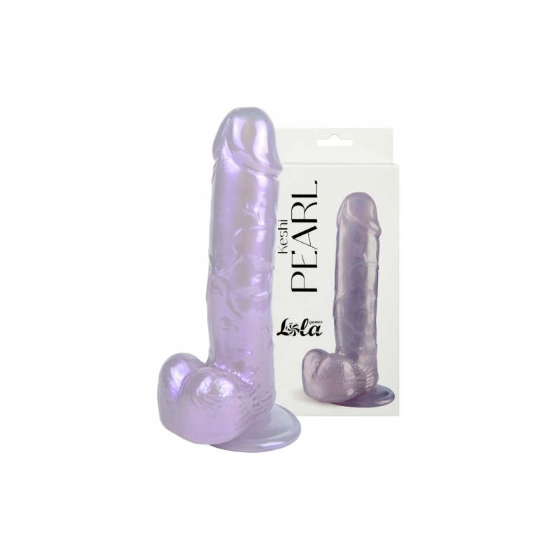 Перламутровый фаллос с мошонкой Keshi Pearl фиолетовый 19 см