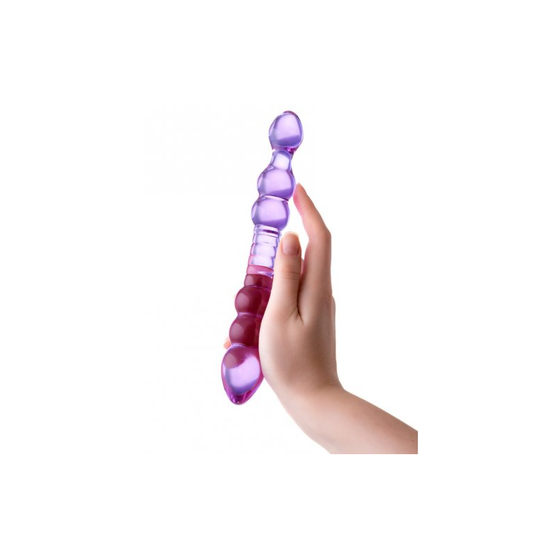 Стеклянный двусторонний фаллоимитатор Sexus Glass, фиолетовый