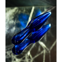 Двусторонний синий фаллос из стекла Sexus Glass 18 см