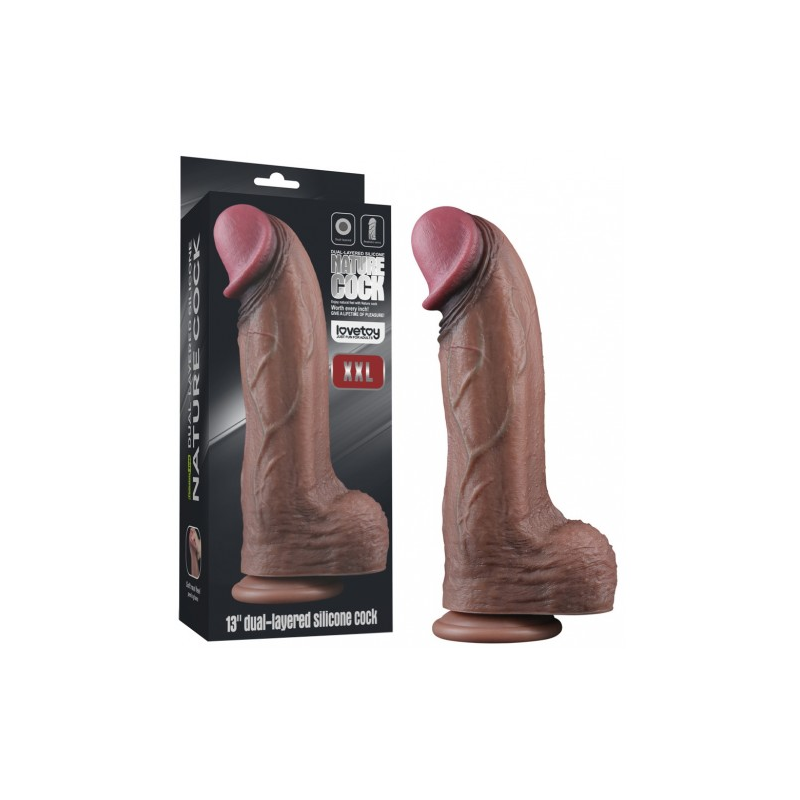 Темнокожий фаллос-гигант Dual Layered Silicone Cock XXL 33 см