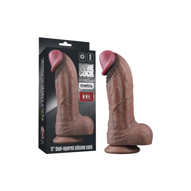 Темнокожий фаллос-гигант Dual Layered Silicone Cock XXL 28 см