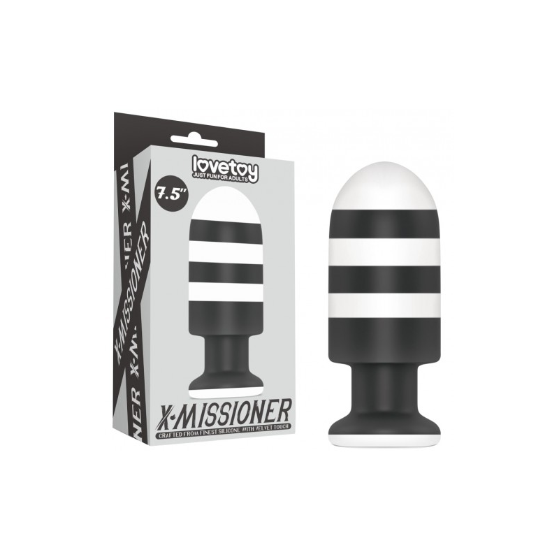 Черно-белая анальная пробка X-Missioner Butt Plug 19,5 см