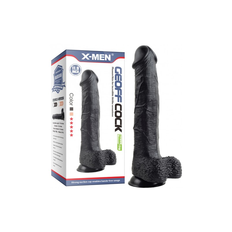 Фаллос-гигант черного цвета X-Men Geoff Cock 30 см
