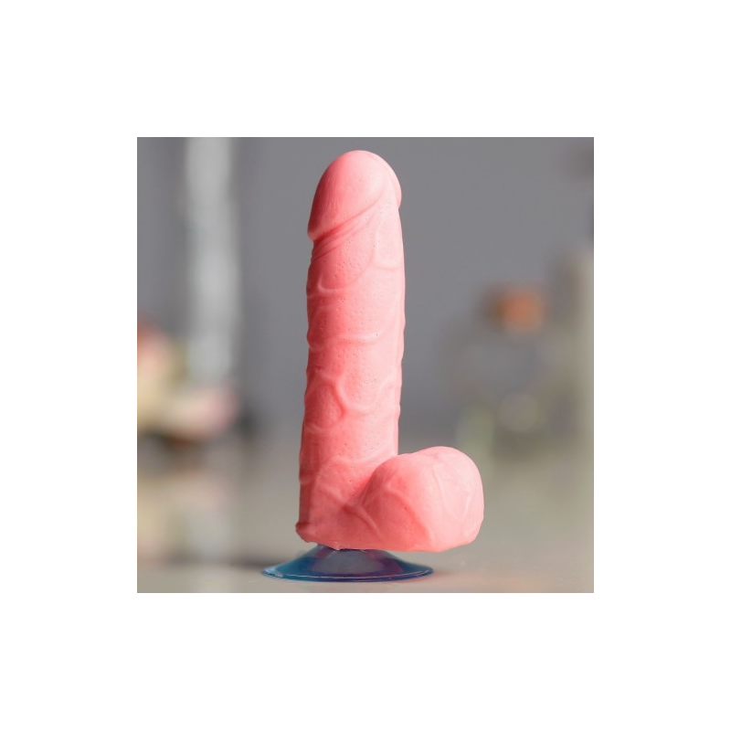 Фигурное мыло-пенис на присоске 13 см, розовое 120 г