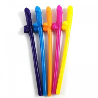 Разноцветные трубочки для коктейлей Penis Straws Coloured 10 шт.
