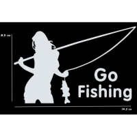 Виниловая наклейка на авто белая Go Fishing