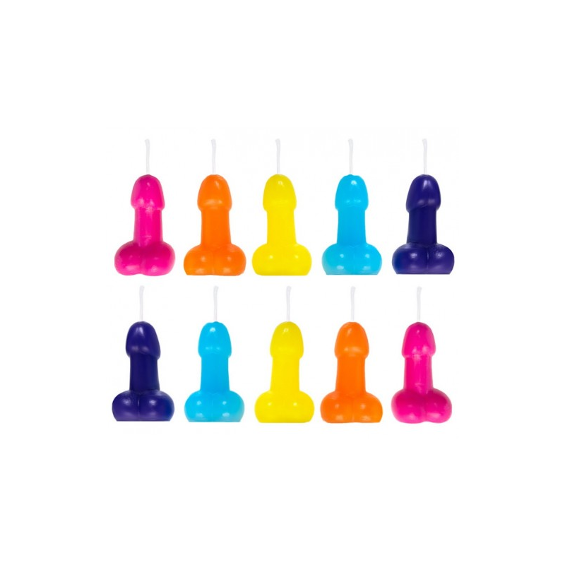 Разноцветные свечки-пенисы Pecado 10 шт