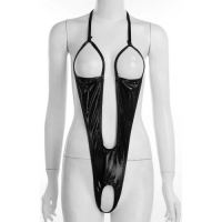 Черное пикантное боди с открытой грудью