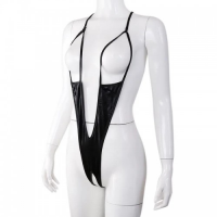 Черное пикантное боди с открытой грудью